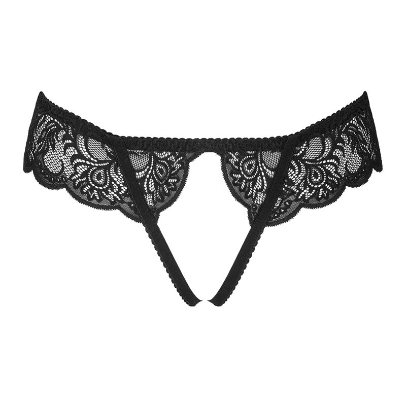 Culotte Love Story crotchless en dentelle noire — LIVCO CORSETTI PANTIES