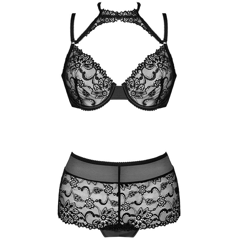 Floral Lace Bra & High-Waisted Briefs Set — LIVCO CORSETTI SETS