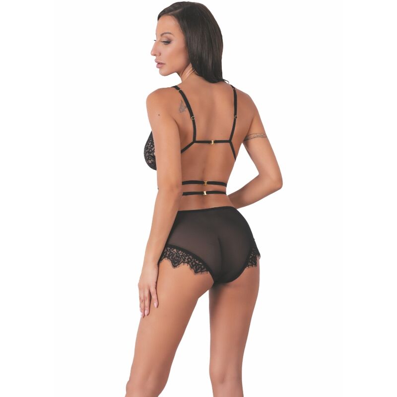 Conjunto de encaje negro con detalles dorados — LIVCO CORSETTI SETS