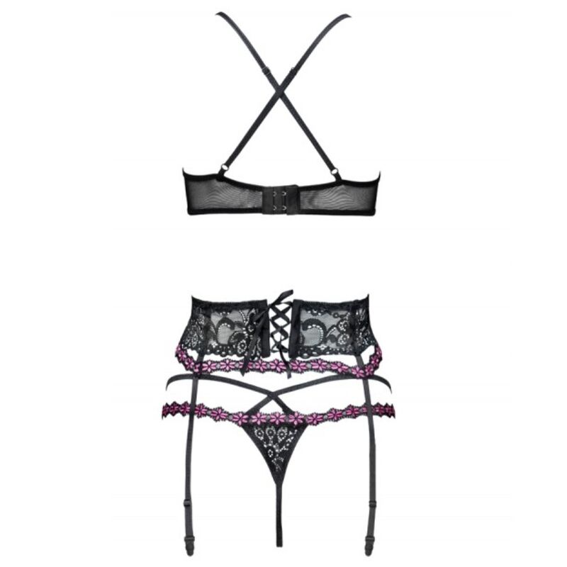 Schwarzes Spitzen-Lingerie-Set mit Strumpfhose — LIVCO CORSETTI SETS