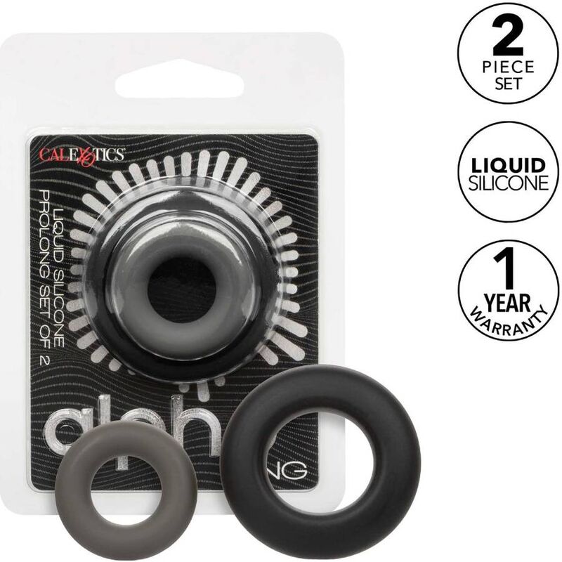 Lot de 2 bagues prolongatrices Alpha en silicone liquide — CALEXOTICS