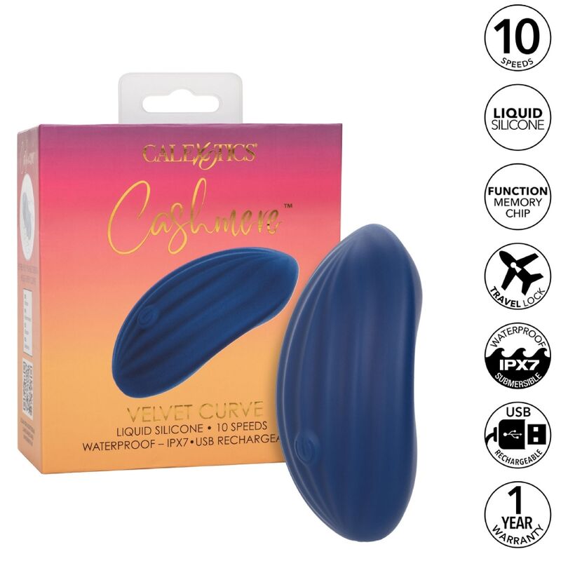 Stimulateur courbe velours cachemire bleu — CALEXOTICS
