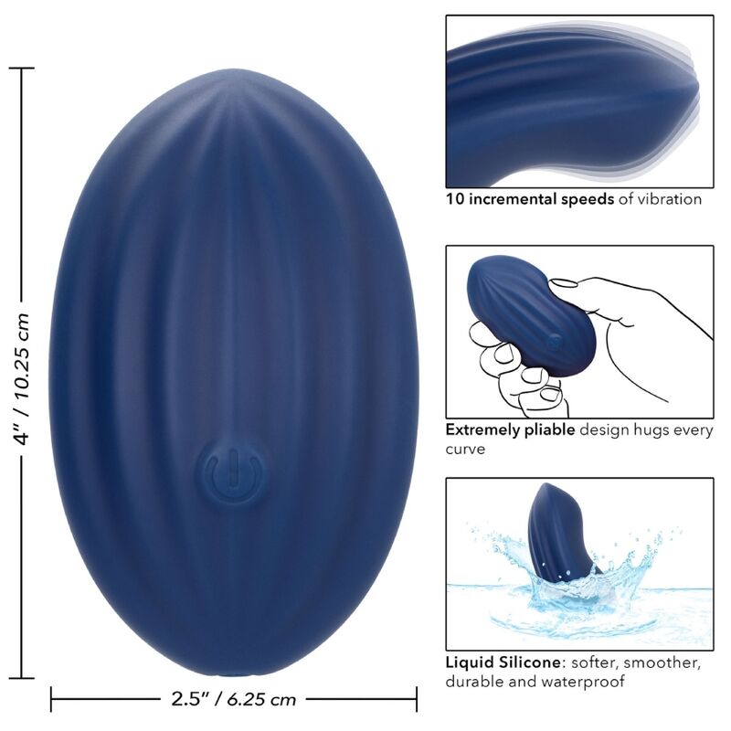 Stimulateur courbe velours cachemire bleu — CALEXOTICS