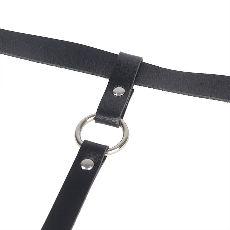 Harnais de jambe chaîné en cuir noir — SUBBLIME FETISH