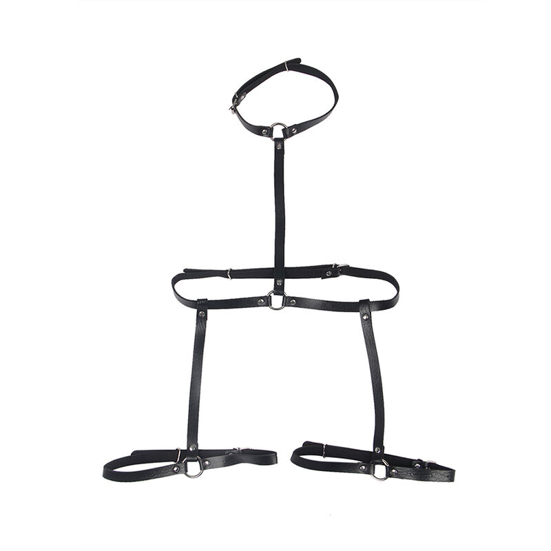 Harnais de corps en cuir noir taille unique — SUBBLIME FETISH