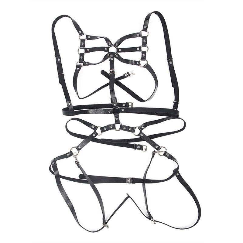 Harnais de corps en cuir noir réglable — SUBBLIME FETISH