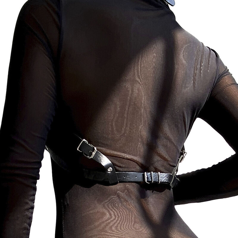 Harnais poitrine en cuir noir taille unique — SUBBLIME FETISH