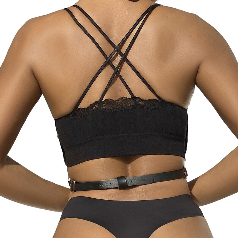 Harnais poitrine chaînes en cuir noir taille unique — SUBBLIME FETISH