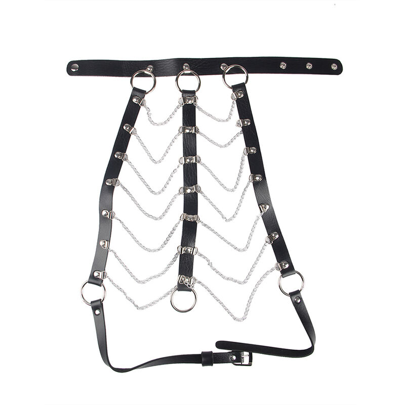 Harnais poitrine chaînes en cuir noir taille unique — SUBBLIME FETISH