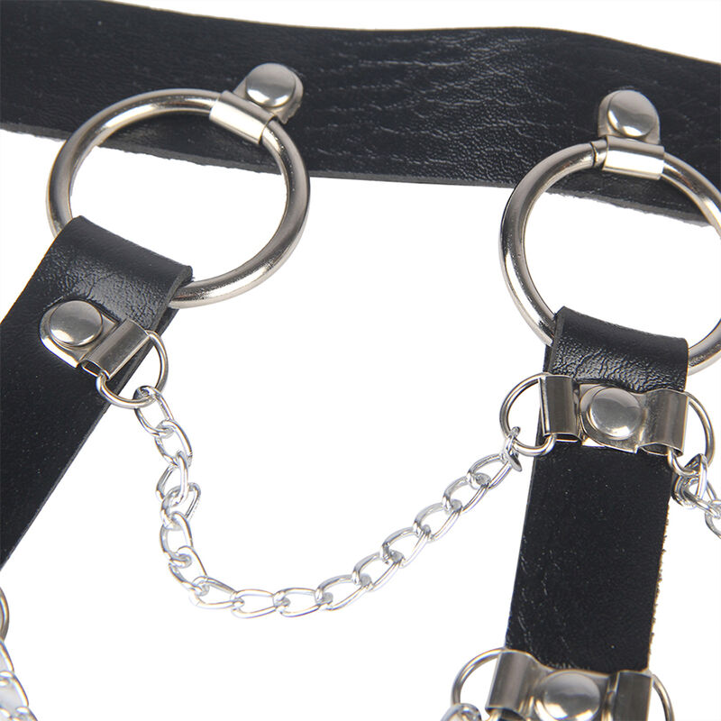 Harnais poitrine chaînes en cuir noir taille unique — SUBBLIME FETISH