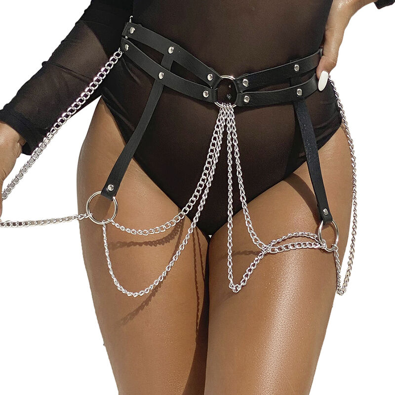 Ceinture chaîne en cuir noir — SUBBLIME FETISH