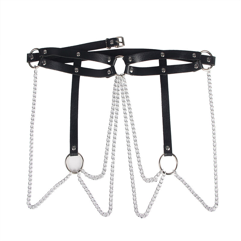Ceinture chaîne en cuir noir — SUBBLIME FETISH