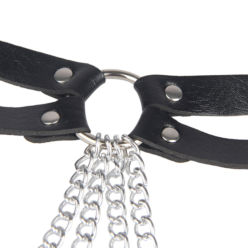 Ceinture chaîne en cuir noir — SUBBLIME FETISH