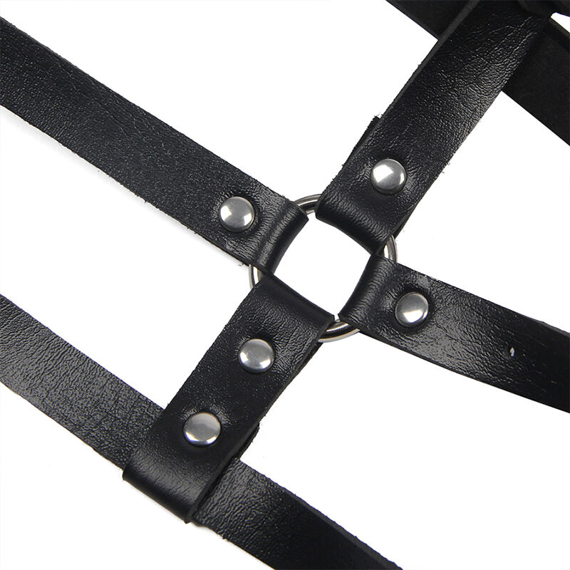 Harnais de poitrine en cuir noir avec anneau — SUBBLIME FETISH