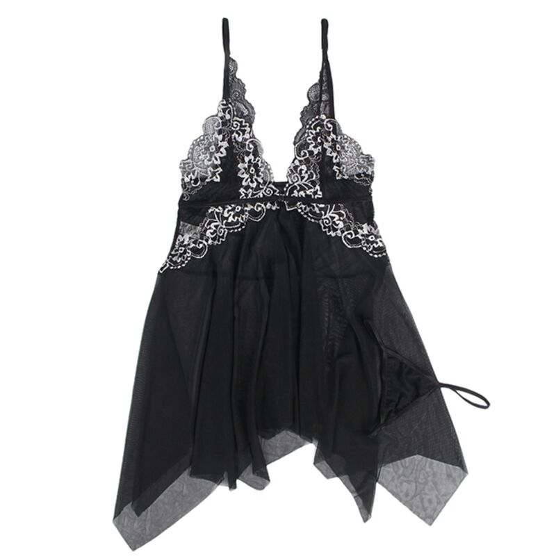 Babydoll em tule e renda assimétrico — SUBBLIME BABYDOLLS