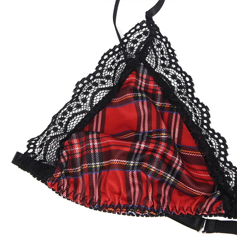Ensemble lingerie étudiante sexy en damier — SUBBLIME COSTUMES