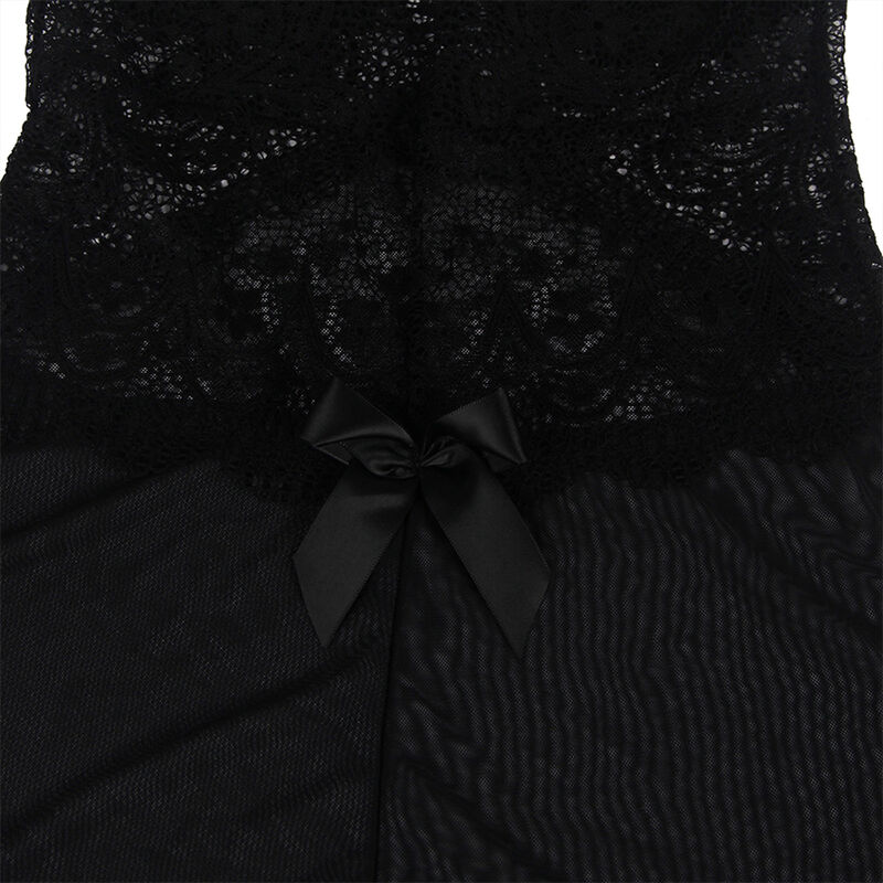 Babydoll em tule preto com renda e detalhe de flor — SUBBLIME BABYDOLLS