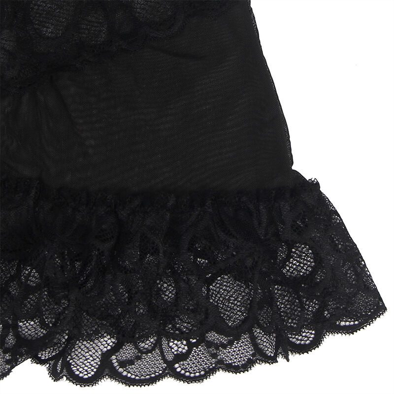 Baby-doll de renda floral preta com alças ajustáveis — SUBBLIME BABYDOLLS