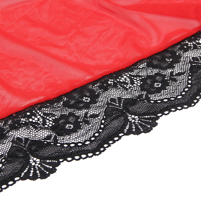 Vestido transparente de tul rojo con encaje — SUBBLIME BABYDOLLS