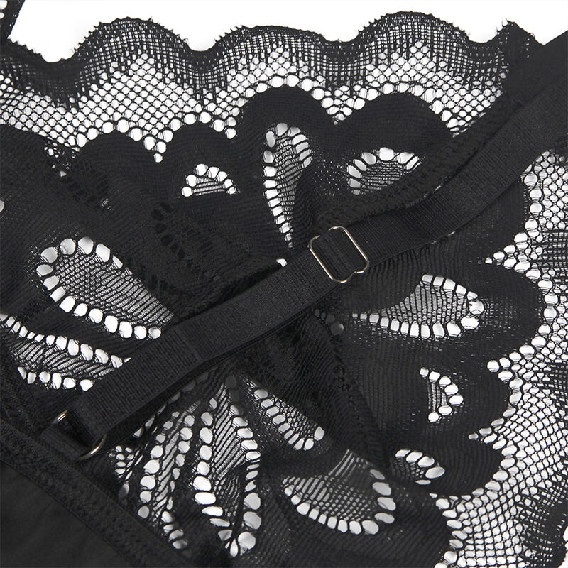 Babydoll en dentelle avec imprimé fleuri noir — SUBBLIME BABYDOLLS