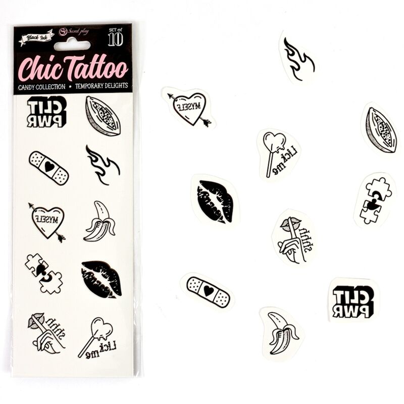 Collection de 10 tatouages temporaires éphémères Candy — Secretplay