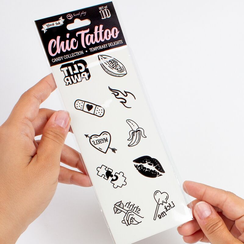 Collection de 10 tatouages temporaires éphémères Candy — Secretplay