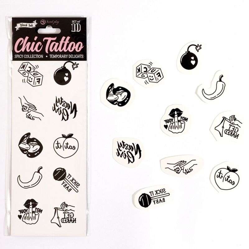 Lot de 10 tatouages temporaires Spicy — SECRETPLAY