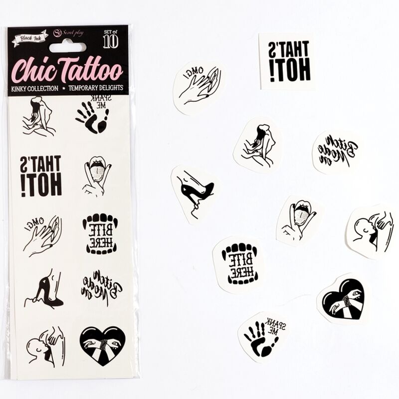 Ensemble de 10 tatouages temporaires coquins — SECRETPLAY