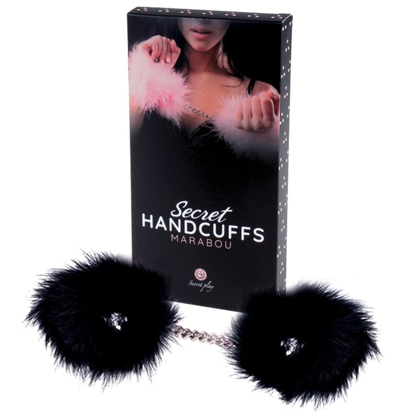 Menottes sensuelles en plumes noires — SECRETPLAY 100% FETISH