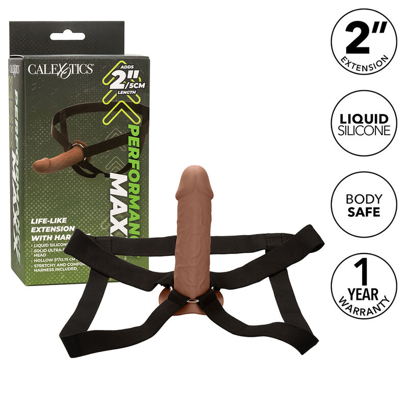 Extension réaliste Performance Maxx avec harnais peau marron — CALEXOTICS