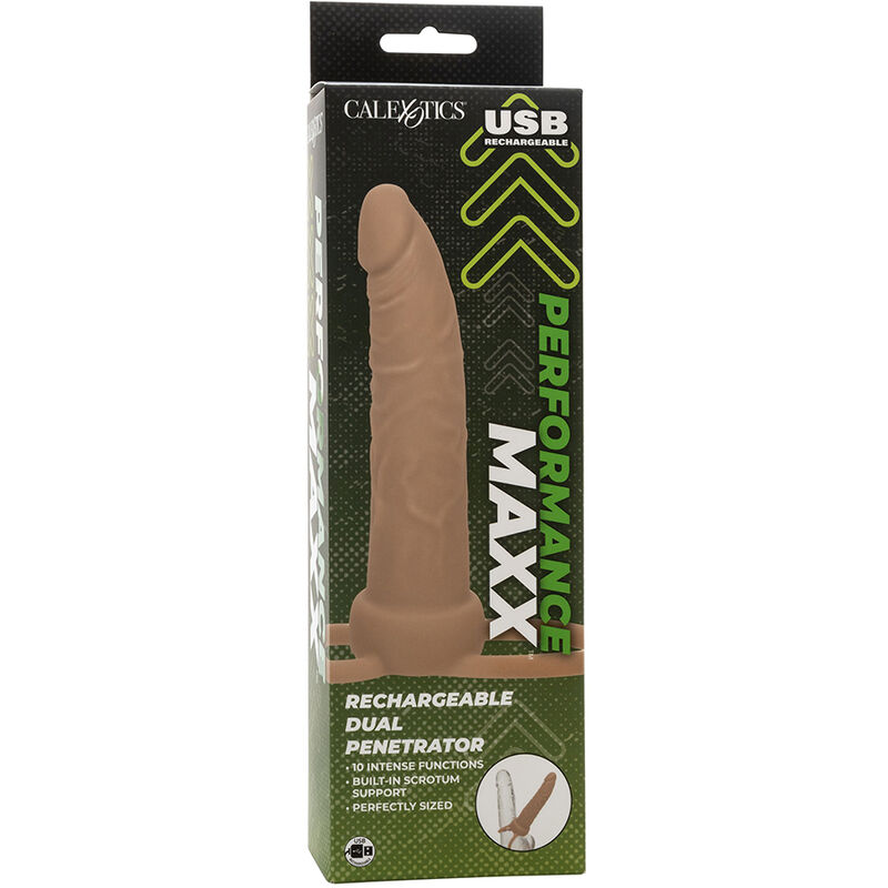 Double pénétrateur vibrant rechargeable Performance Maxx teint clair — Calexotics