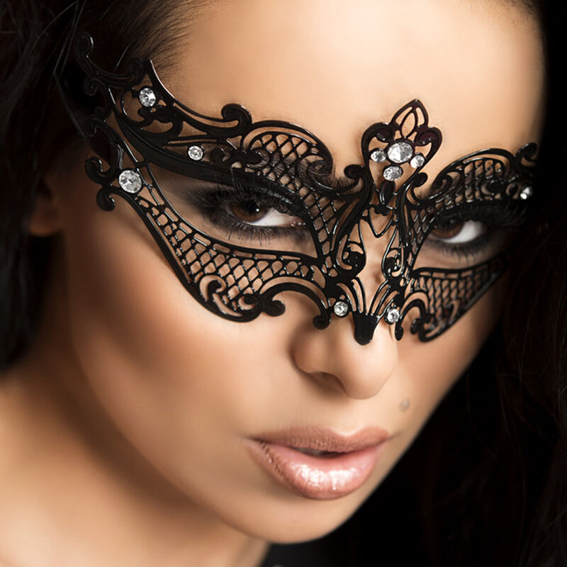 Masque de séduction noir strass et satin — CHILIROSE ACCESORIES