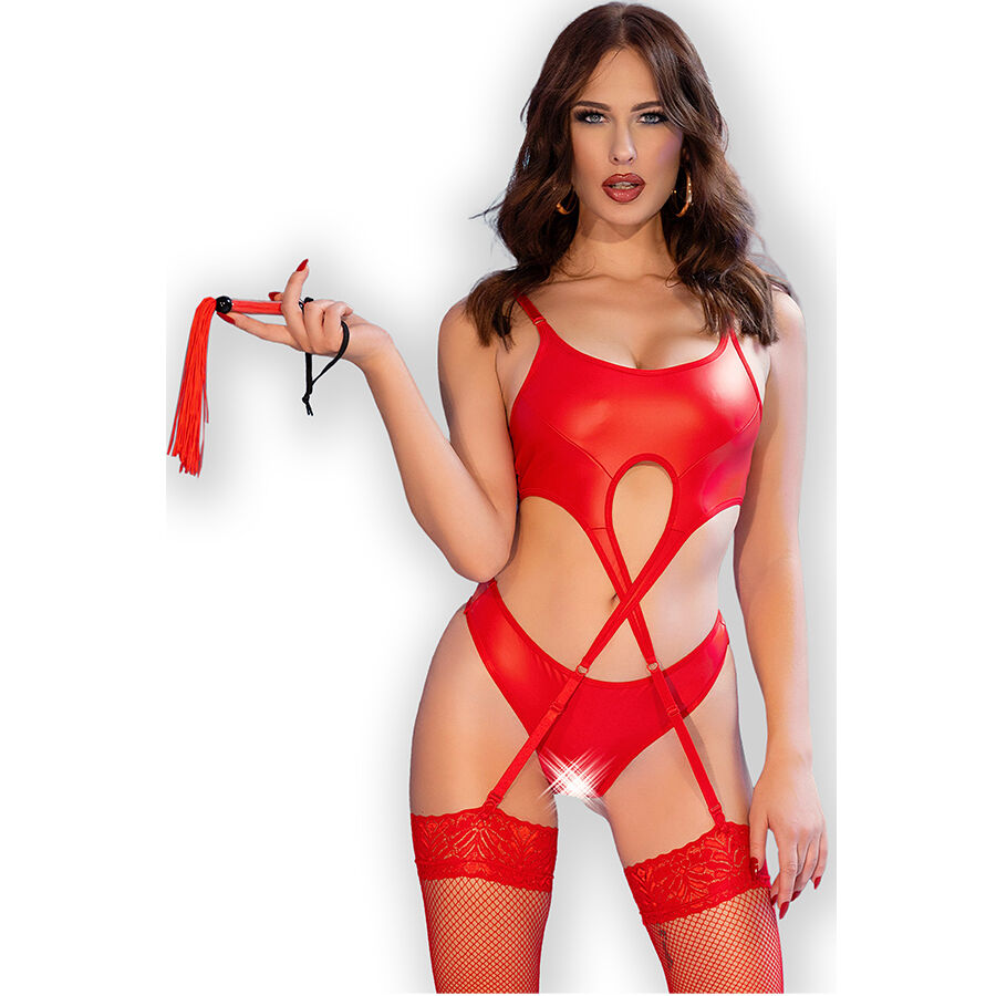 Ensemble coquin quatre pièces en dentelle rouge — CHILIROSE SETS