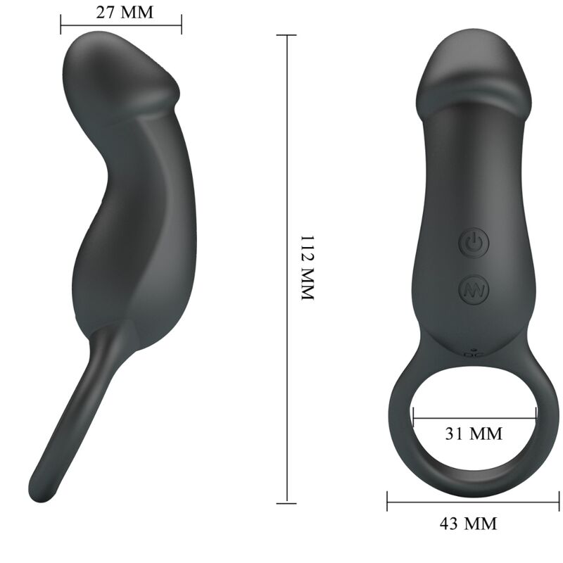 Anel peniano com plug anal vibratório com controle remoto — PRETTY LOVE BOTTOM