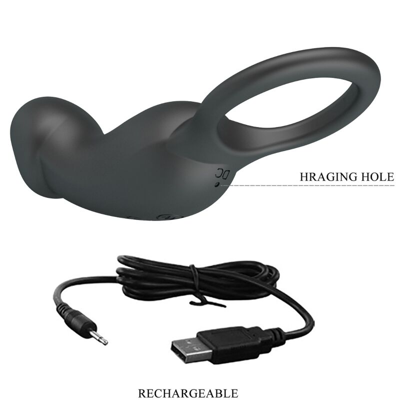Anel peniano com plug anal vibratório com controle remoto — PRETTY LOVE BOTTOM