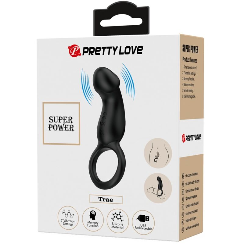 Anel peniano com plug anal vibratório com controle remoto — PRETTY LOVE BOTTOM