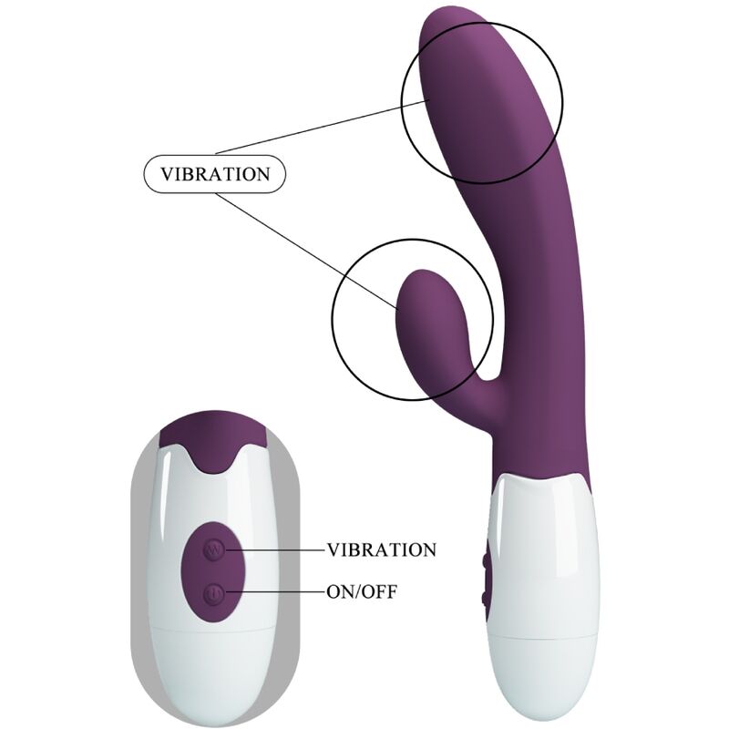 Vibrateur rabbit double stimulation point G et clitoris violet — Pretty Love Party Up