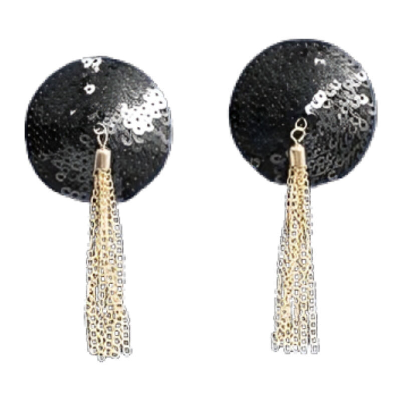 Cache-tétons noir à chaînes dorées — CHILIROSE ACCESORIES