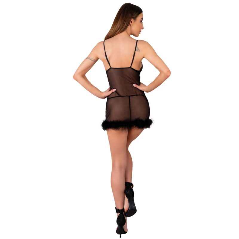 Ensemble babydoll et string en maille noire — LIVCO CORSETTI SETS