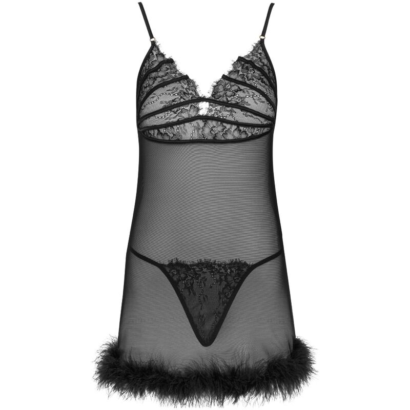 Ensemble babydoll et string en maille noire — LIVCO CORSETTI SETS