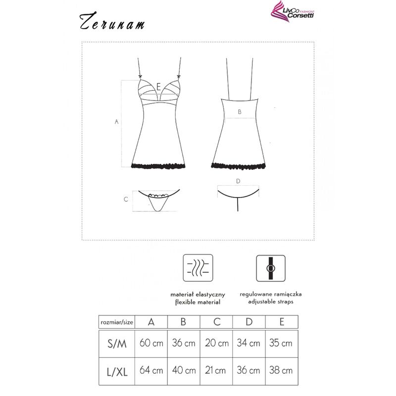 Ensemble Zerunam babydoll et string noir — LIVCO CORSETTI SETS
