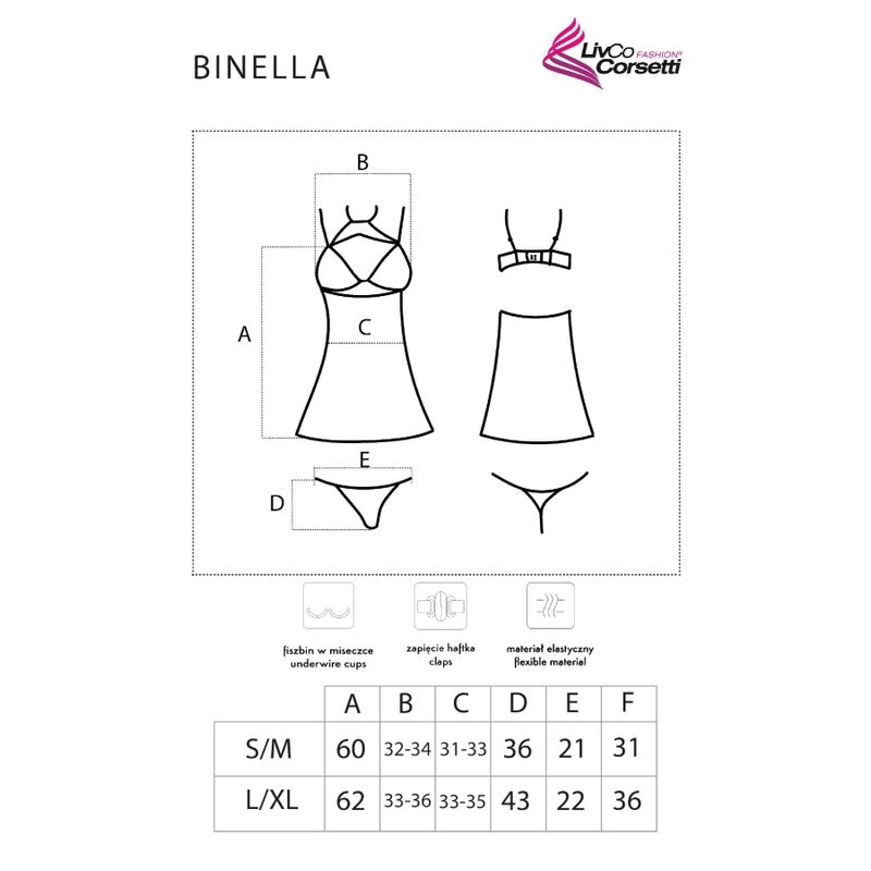 Ensemble babydoll et string Binella en noir — LIVCO CORSETTI SETS