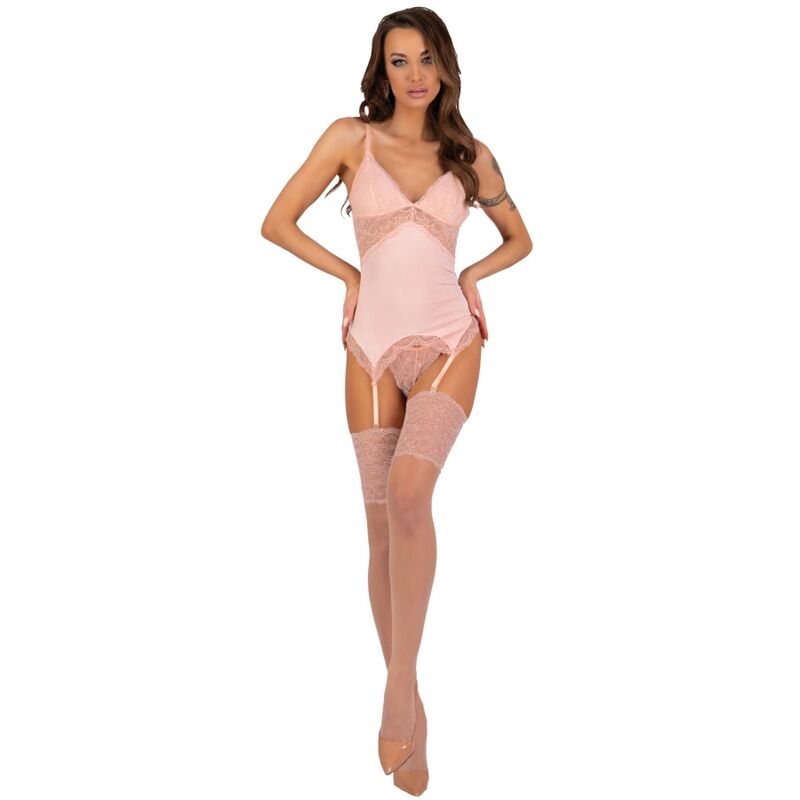 Ensemble corset pêche avec culotte et bas — LIVCO CORSETTI SETS