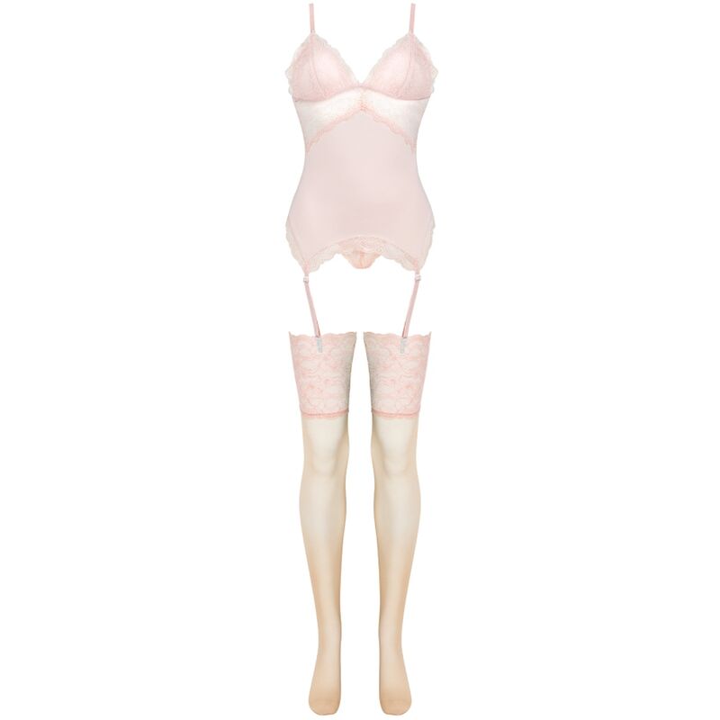 Ensemble corset pêche avec culotte et bas — LIVCO CORSETTI SETS