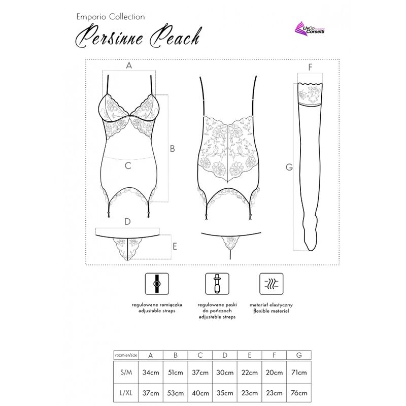 Ensemble corset pêche avec culotte et bas — LIVCO CORSETTI SETS