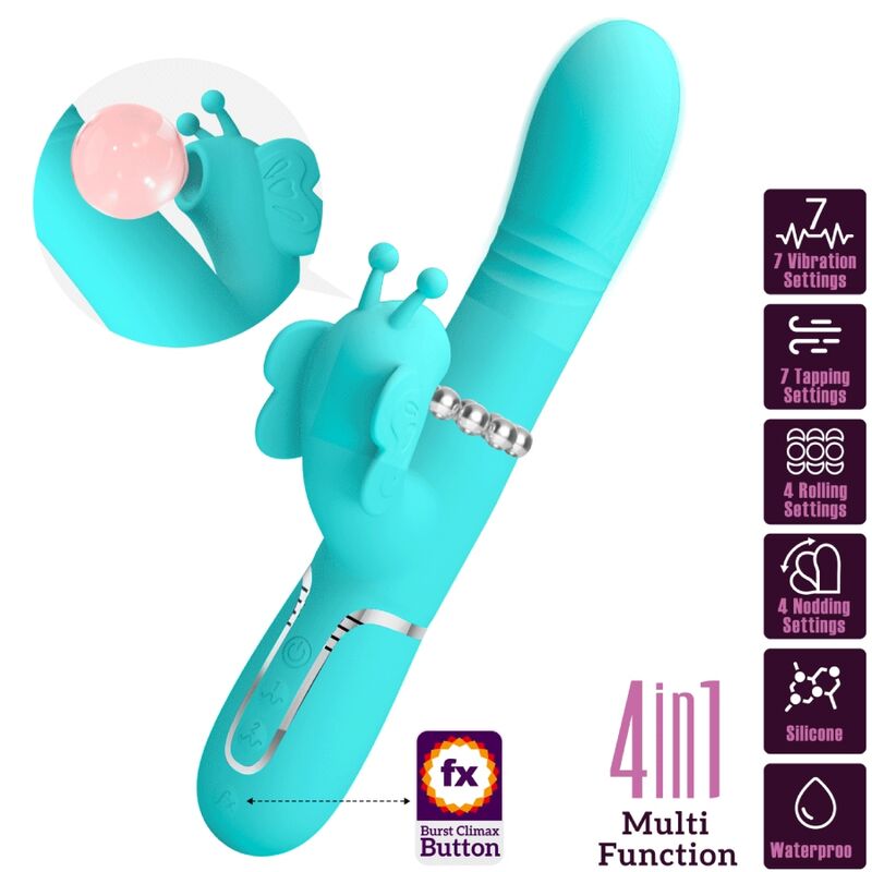 Vibrateur lapin multifonction 4 en 1 aqua vert — PRETTY LOVE FLIRTATION