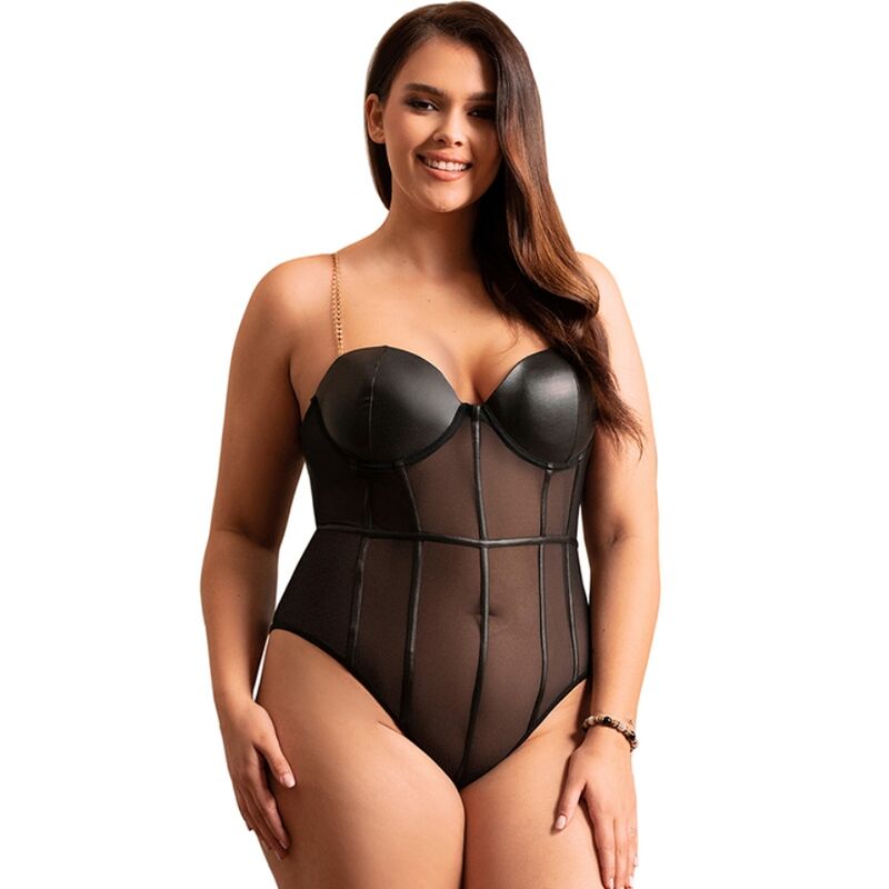Body noir transparent à bretelles chaîne — SUBBLIME BODIES