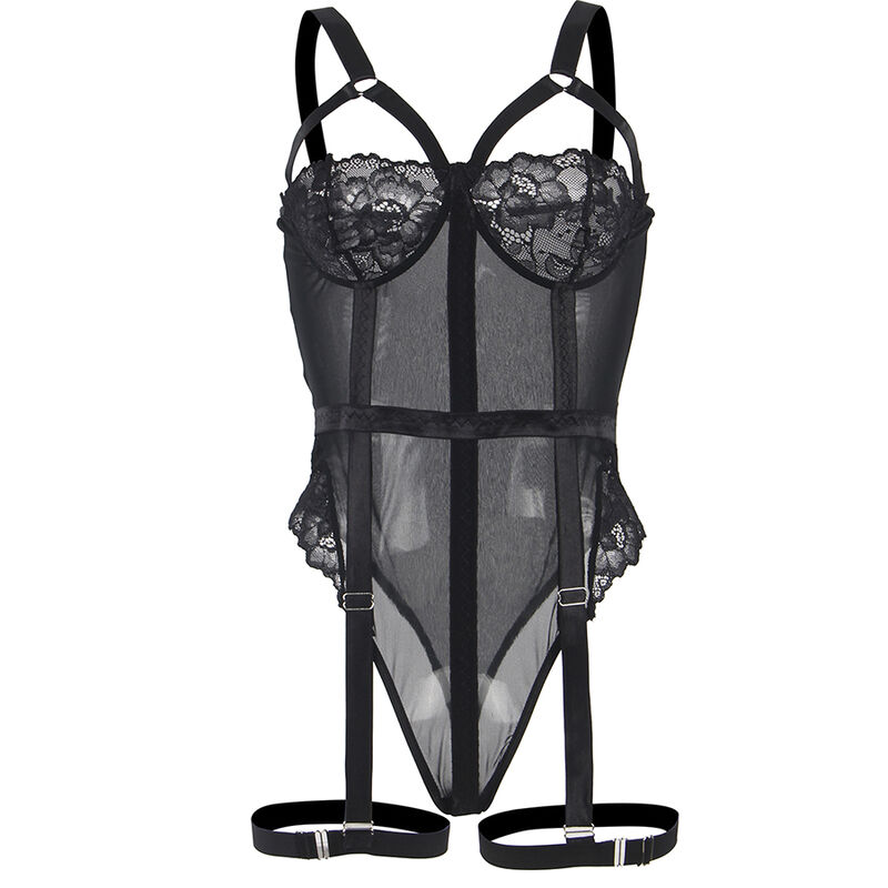 Teddy dentelle slim avec jarretière intégrée et détail poitrine — SUBBLIME BODIES