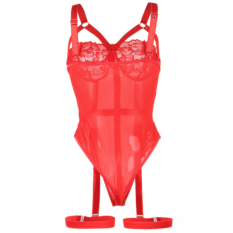 Teddy en dentelle rouge avec jarretière intégrée — SUBBLIME BODIES
