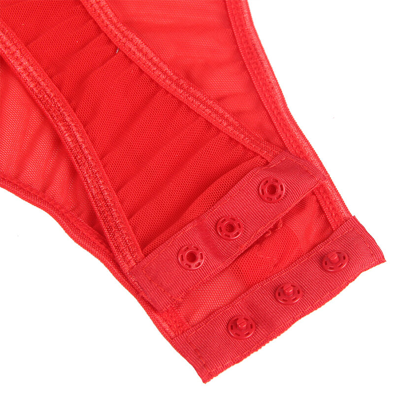 Teddy en dentelle rouge avec jarretière intégrée — SUBBLIME BODIES